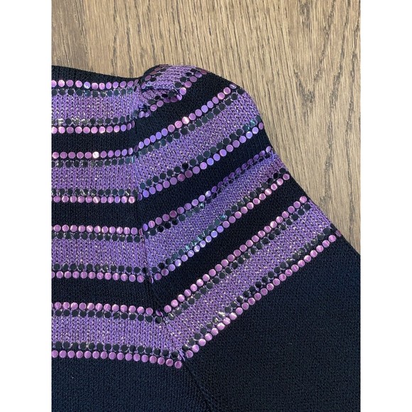 Vtg ‘83 Rare St John For Saks Fifth Avenue Purple Sequin Sweater Women’s 12 - Picture 6 of 16